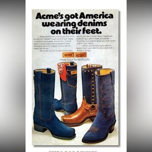 Vintage Cowboy Boots Denim Acme